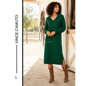 MSRP: $79 | ✨ Vince Camuto Midi Sweater Dress – Large | Exposed Seam Soft Knit ✨